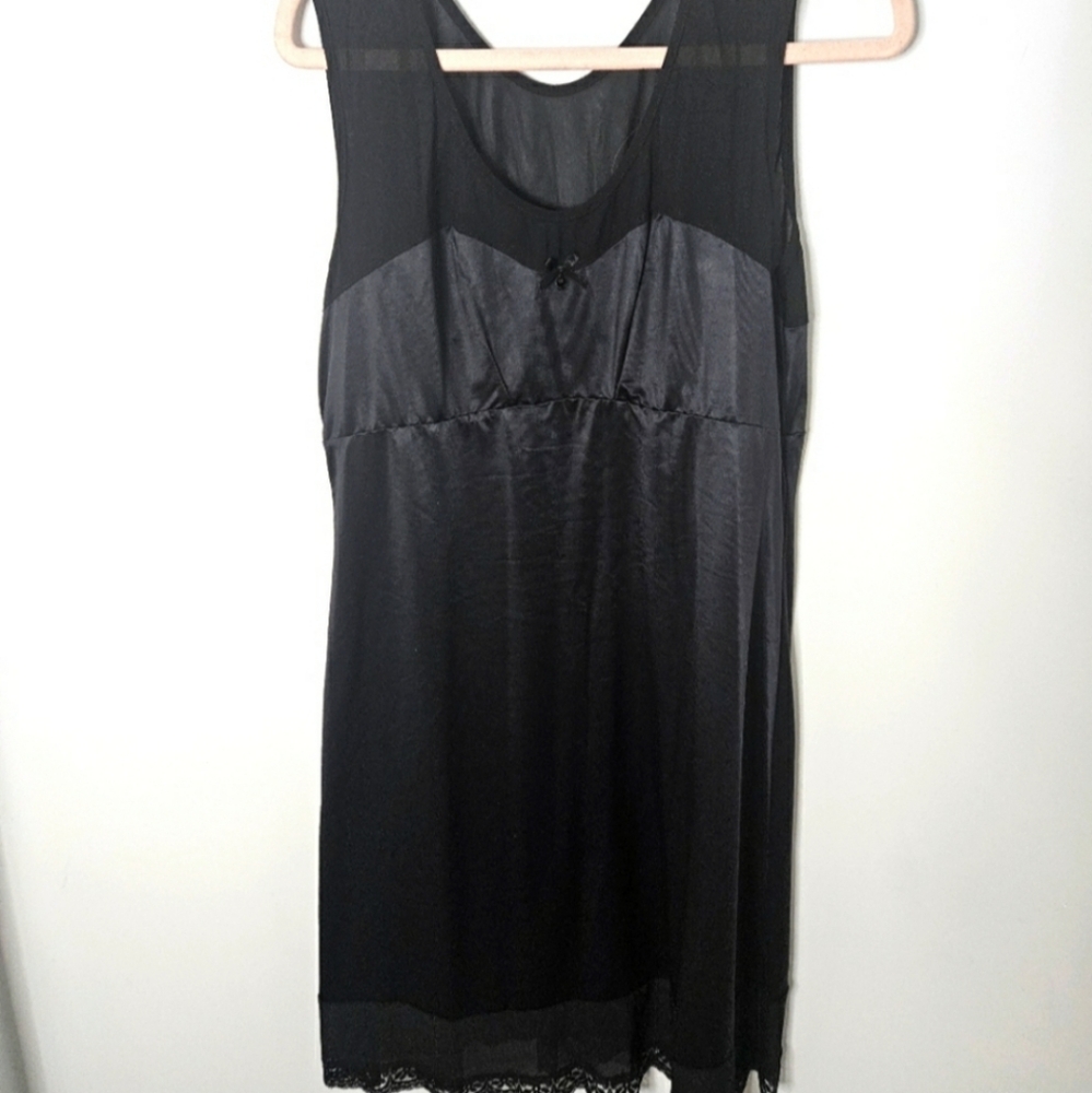 KOLLONTAÏ - Black Satin and Mesh Sleeveless Mini Dress